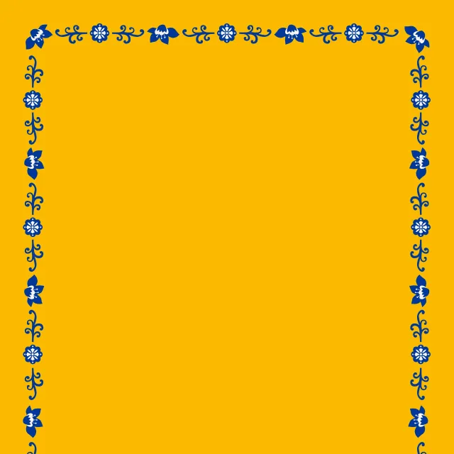 Tischdecke Folkart blau-gelb