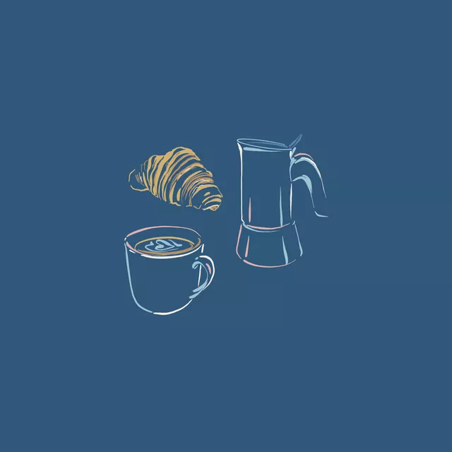 Tischset Kaffee Frühstück blau
