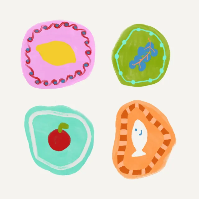 Bodenkissen Keramikteller Kreide