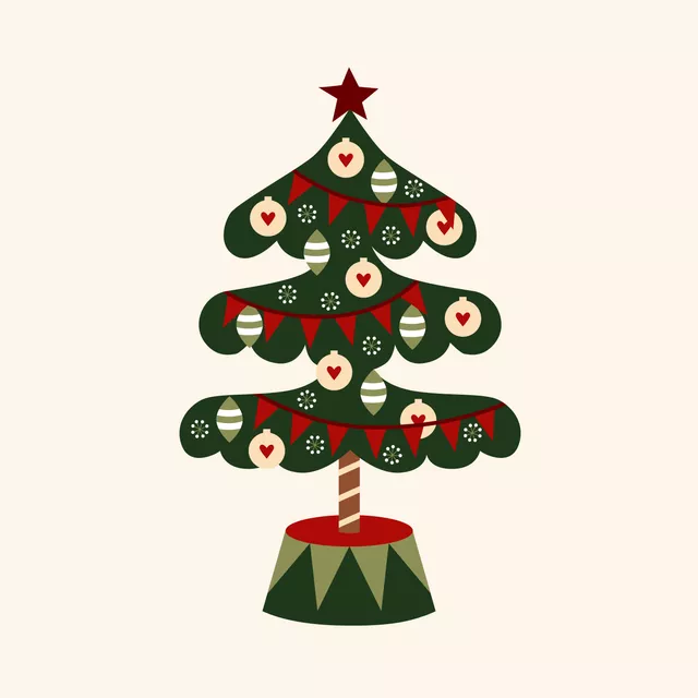 Kissen Weihnachtsbaum mit Wimpel