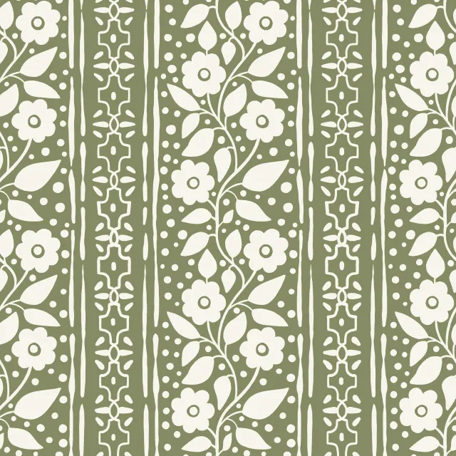 Bettwäsche Florale Streifen Sage Grün