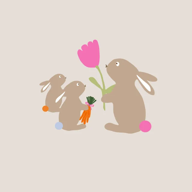 Kissen Hasenfamilie Auf Beige