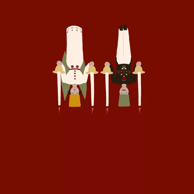 Tischläufer Engel und Bergmann Rot