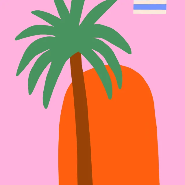 Sitzkissen Tropical City Palme & Haus