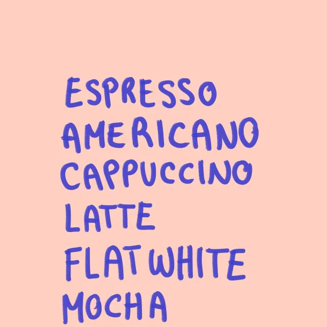 Servietten Coffee Menü blau auf koralle