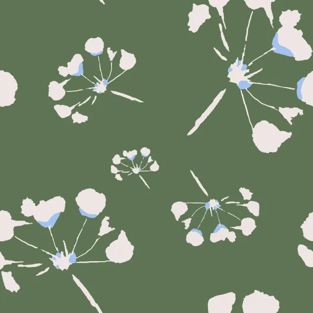 Raffrollo Blüten auf Olive