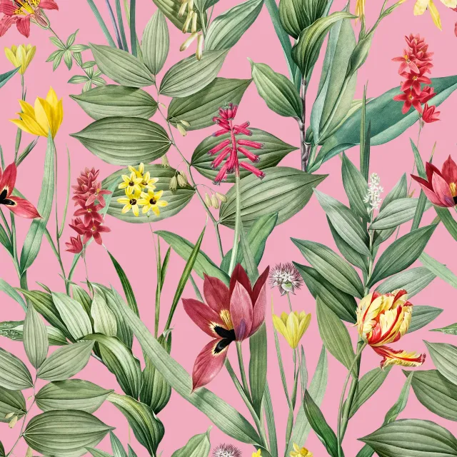 Tischdecke Exotische Pflanzenwelt pink