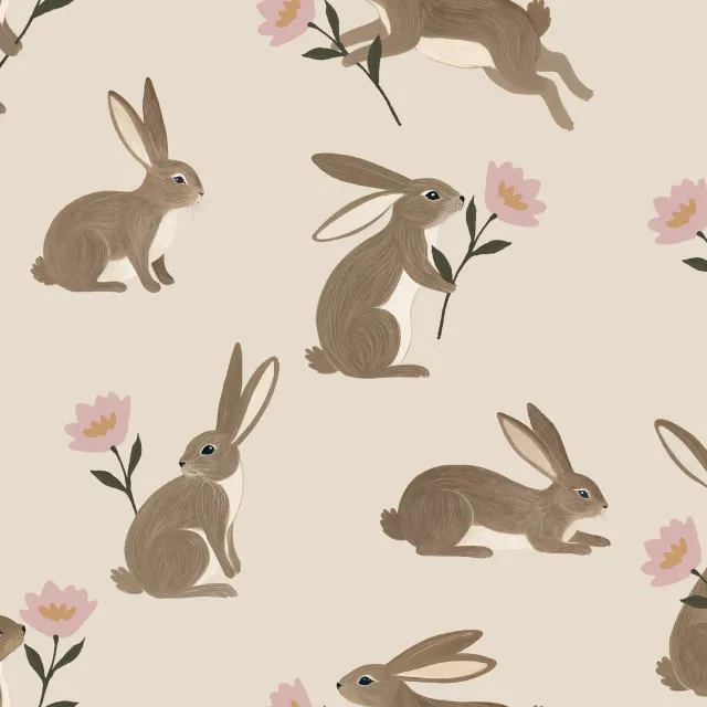 Dekovorhang Ostern Hasen Blumen