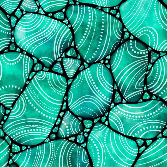 Raffrollo Strandglas Doodles Türkis