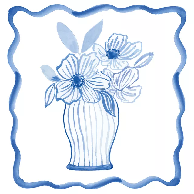 Tischset Summer Vibes Blumenvase blau