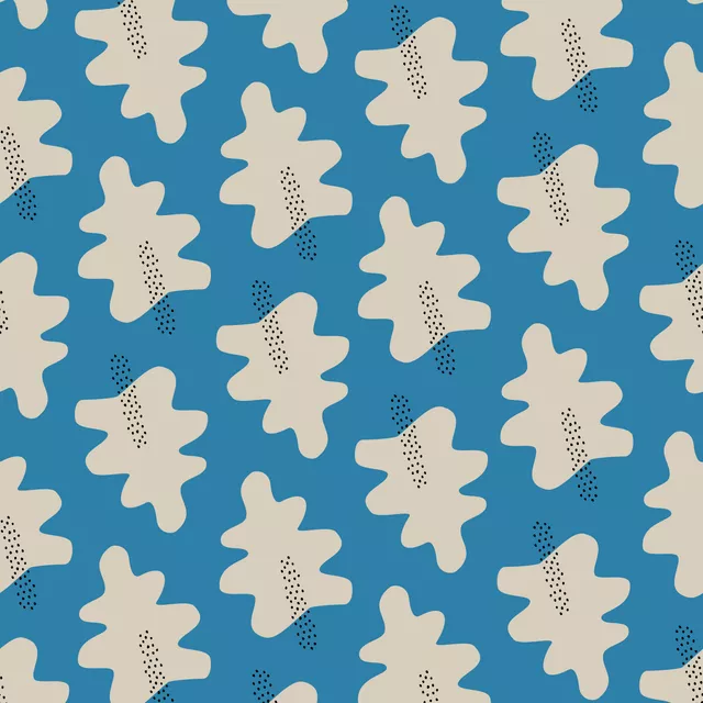 Tischdecke Muster Herbstlaub - blau beige