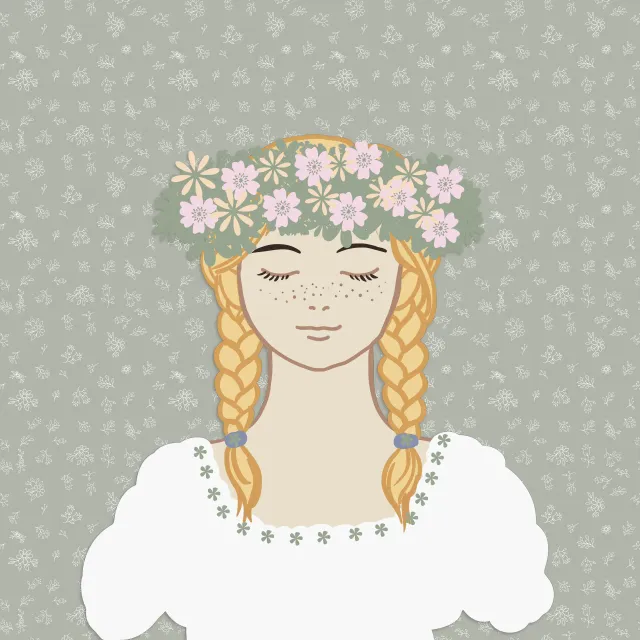 Kissen Midsommar Blumenmädchen Salbei