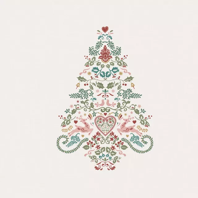 Kissen Folk Christmas Tree beige