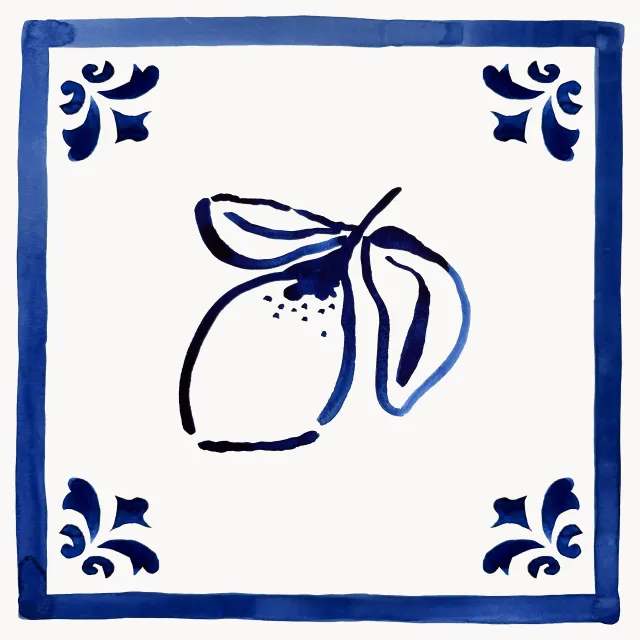 Kissen Azulejo Zitrone