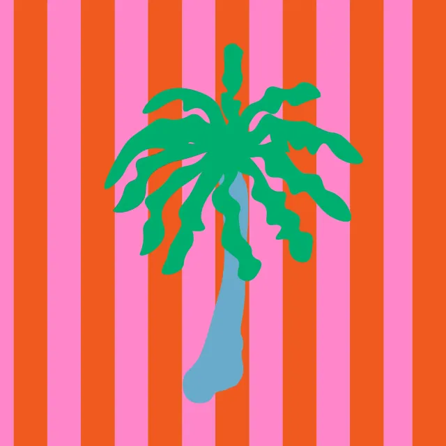 Kissen Palme Auf Streifen