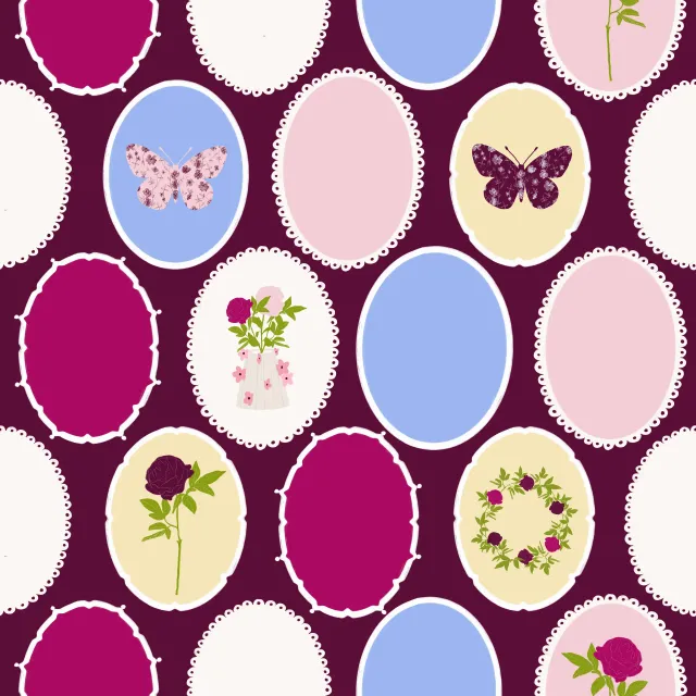 Dekovorhang Bilderrahmen Pattern Burgundy