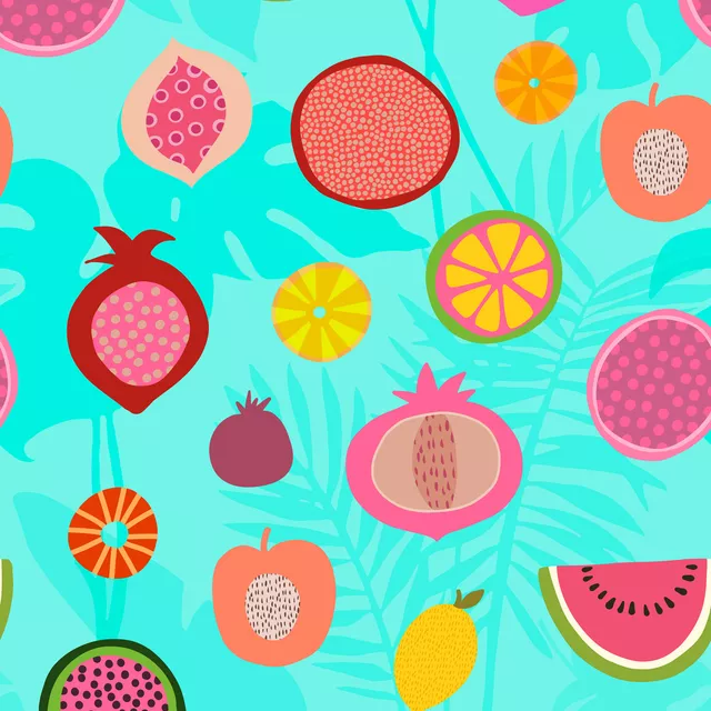Dekovorhang Tropical Fruit Garden türkis