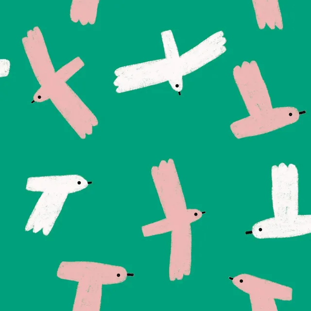 Sitzkissen Fliegende Vögel - Grün