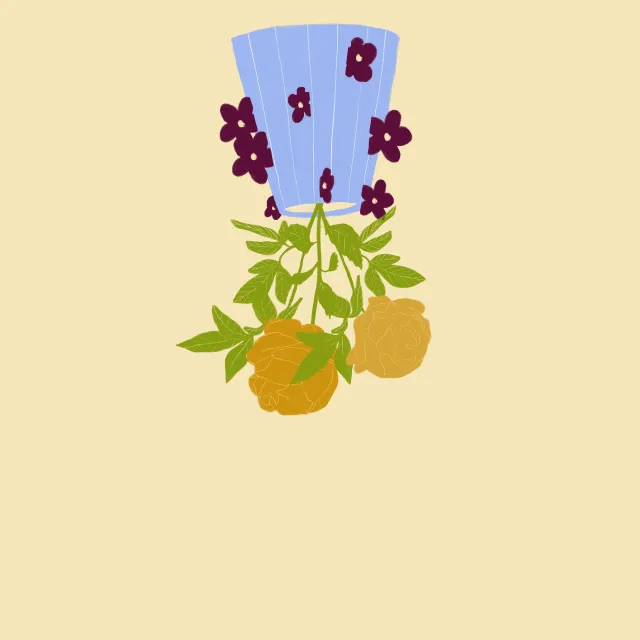 Tischläufer Rosen Blumenvase Gelb