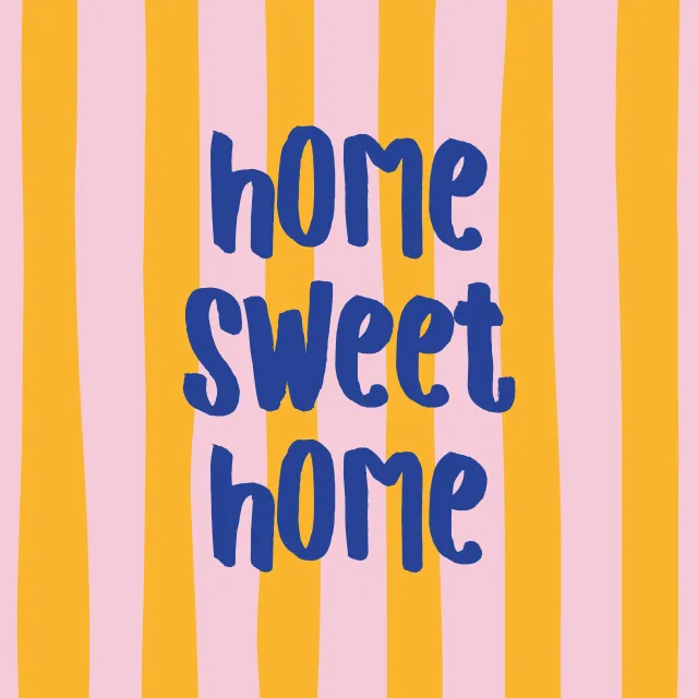 Kissen home sweet home gelb rosa