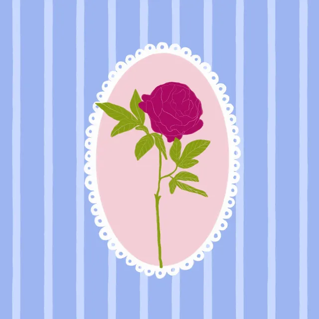 Servietten Rose Spitzenrahmen Streifen