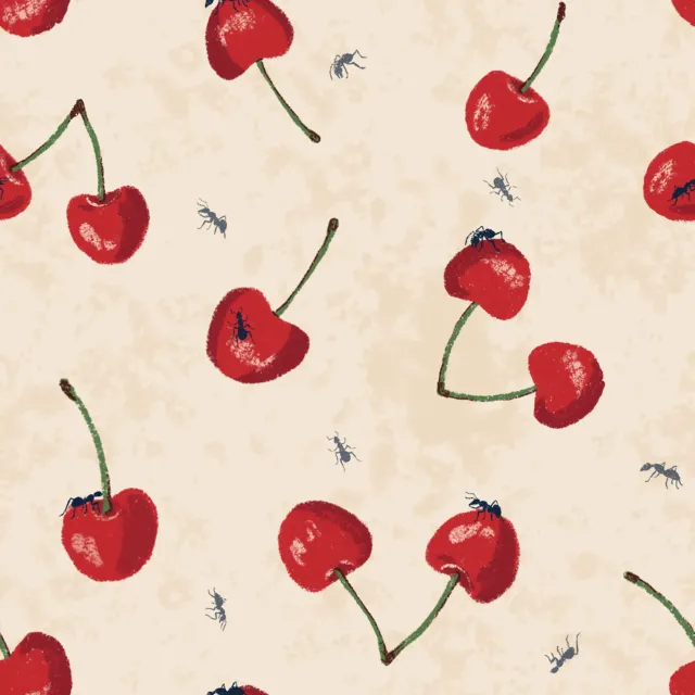 Tischdecke Kirschen & Ameisen Muster