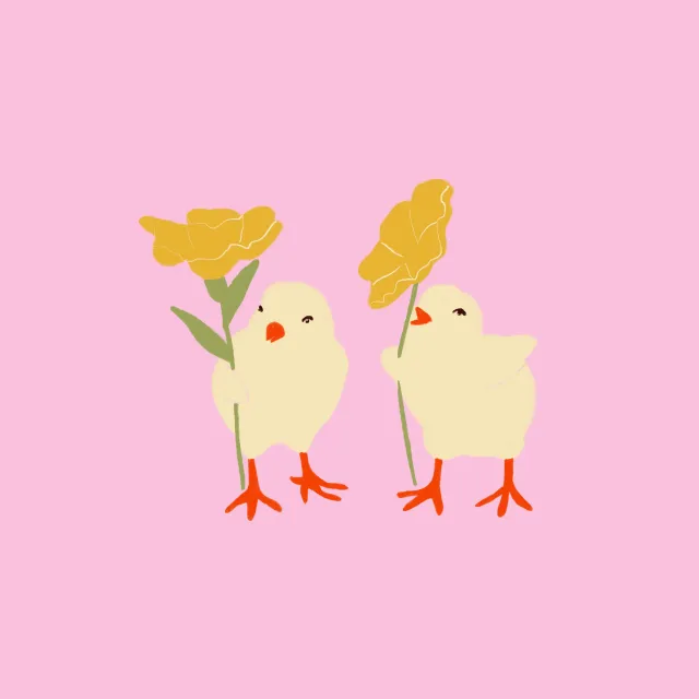 Kissen Küken mit Osterglocken