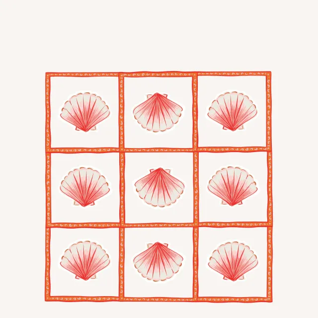 Kissen Muschel Kacheln koralle