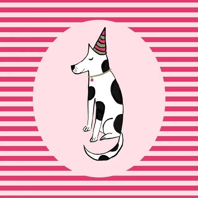 Kissen Hund mit Partyhütchen