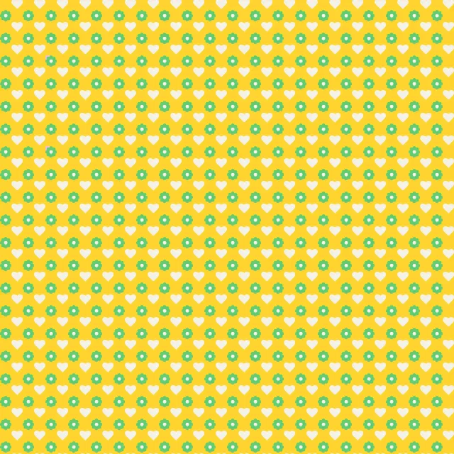 Tischset Muster Herzen Blüten gelb-grün