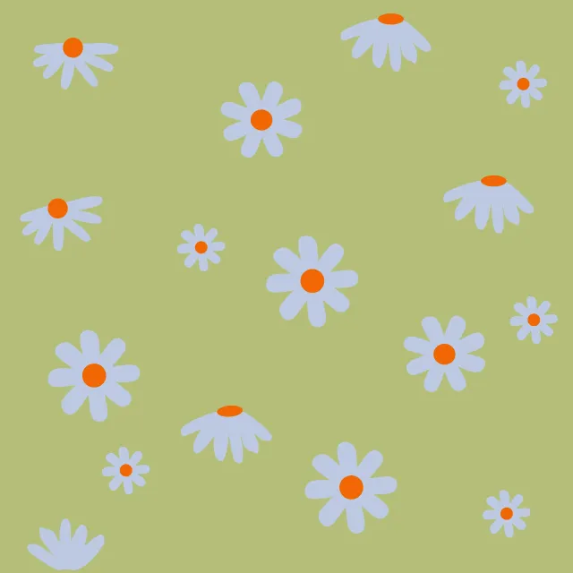 Kissen Gänseblümchen Grün Blau