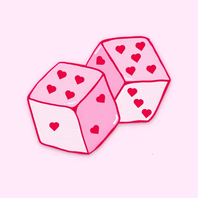 Sitzkissen Lucky Me - Würfel Pink Herzen