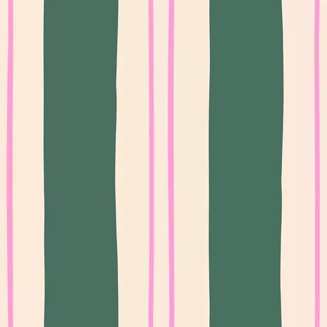 Bettwäsche Streifen Tannengrün & Pink