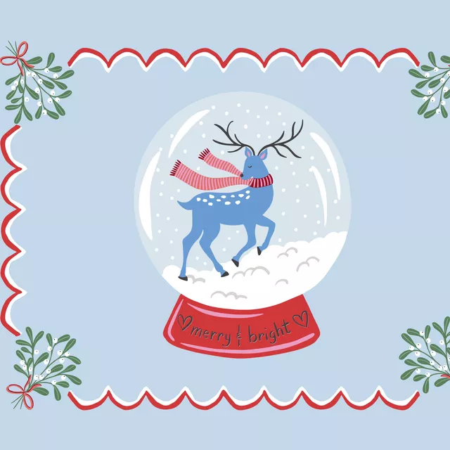 Tischset Winterreh in Schneekugel