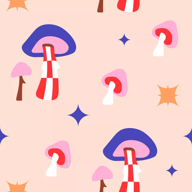 Servietten Mushrooms with Magic Pattern