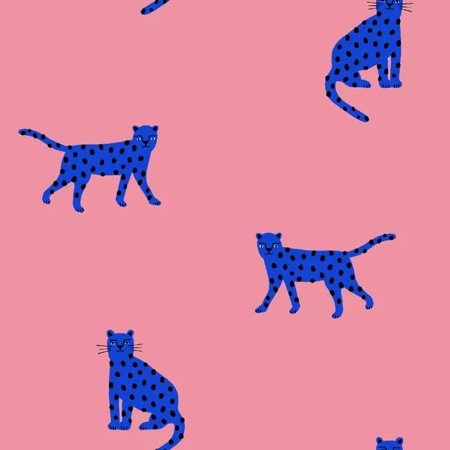 Bankauflage Muster Leoparden Pink & Blau