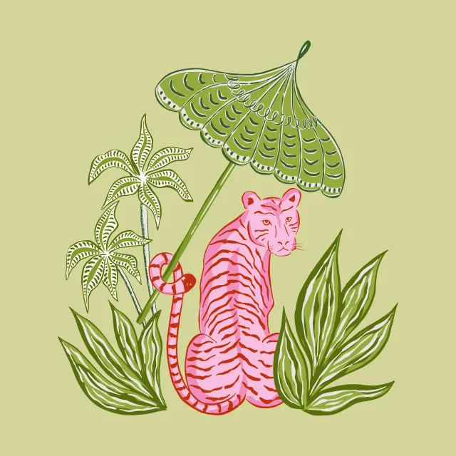 Kissen pink tiger with parasol