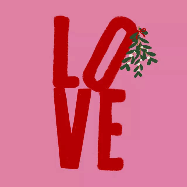 Kissen LOVE Buchstaben Mistelzweig