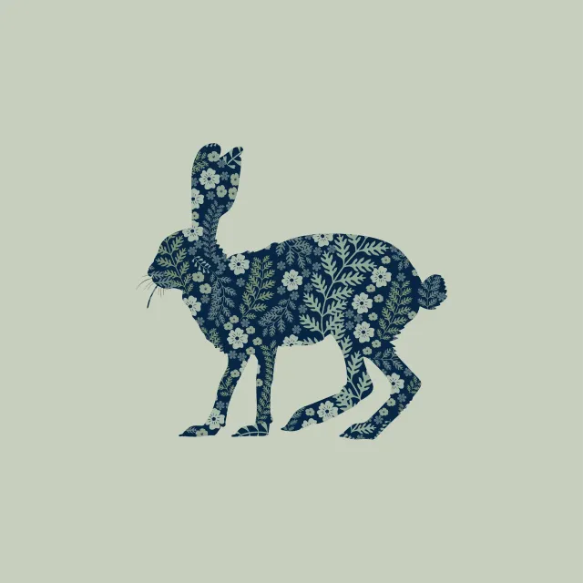 Kissen Hase Blüten Midsommar Blau