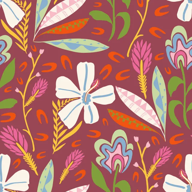 Sitzkissen Tropische Blüten bordeaux