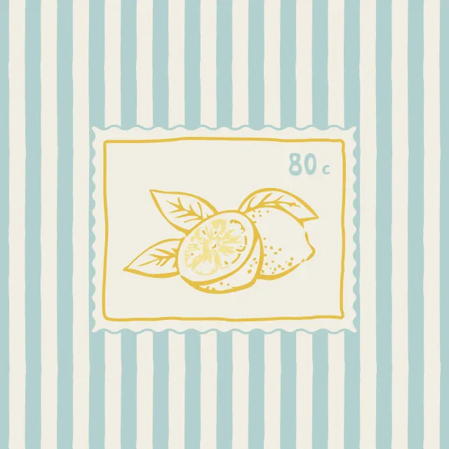 Kissen Briefmarke Zitrone gestreift