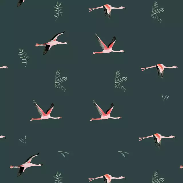 Bettwäsche Flamingos green