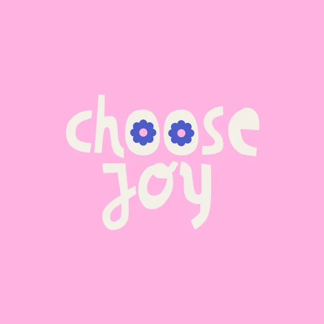 Kissen choose joy blaue Blüten