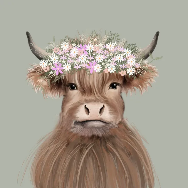 Kissen Kuh Zottel Berg Liebe Grün