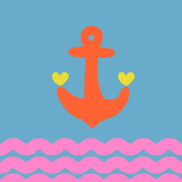 Kissen Anker Wellen Herzen Blau