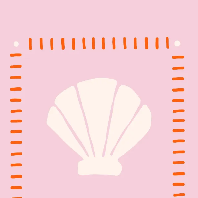 Kissen Muschel mit Rahmen