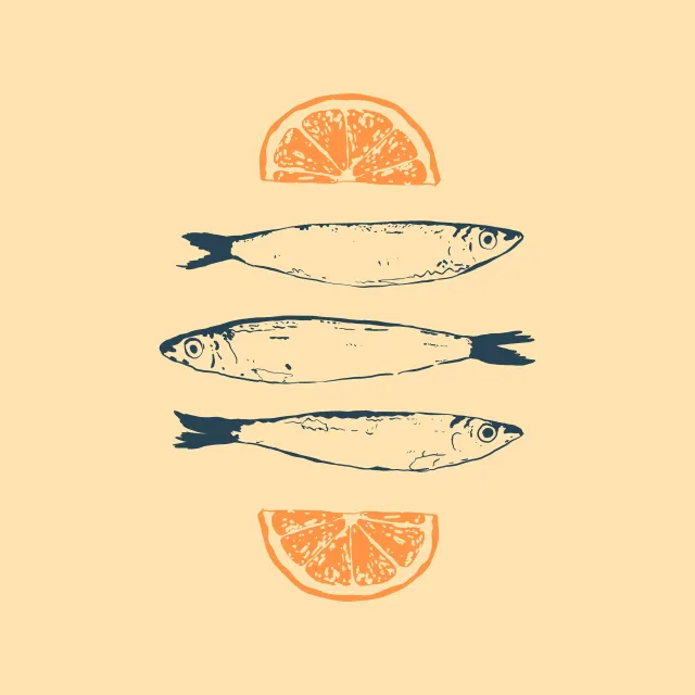 Bankauflage Sardine Fish & Orange Slices