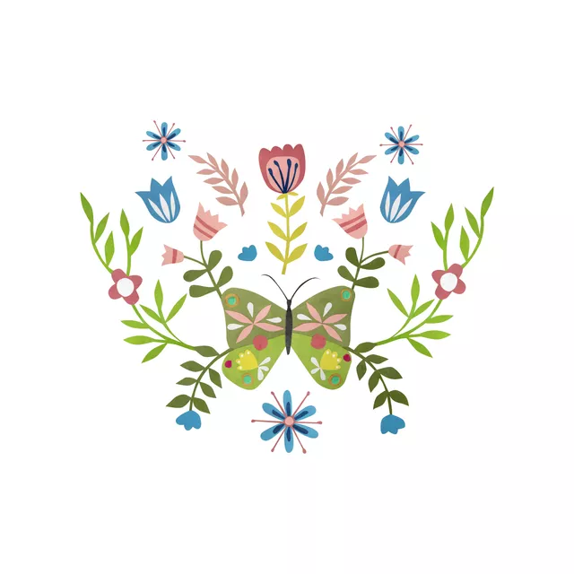 Kissen Schmetterling mit Blumen