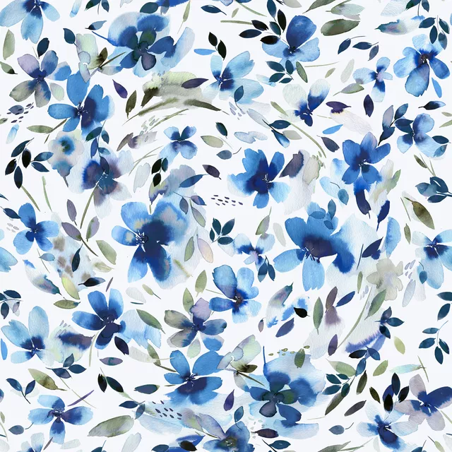 Bankauflage Aquatic Summer Flowers Cobalt