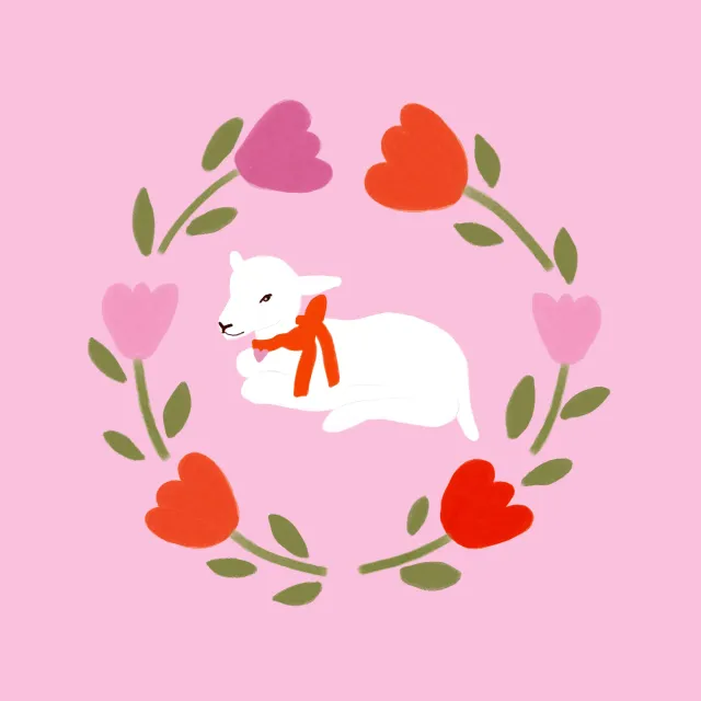 Kissen Tulpenkranz mit Osterlamm